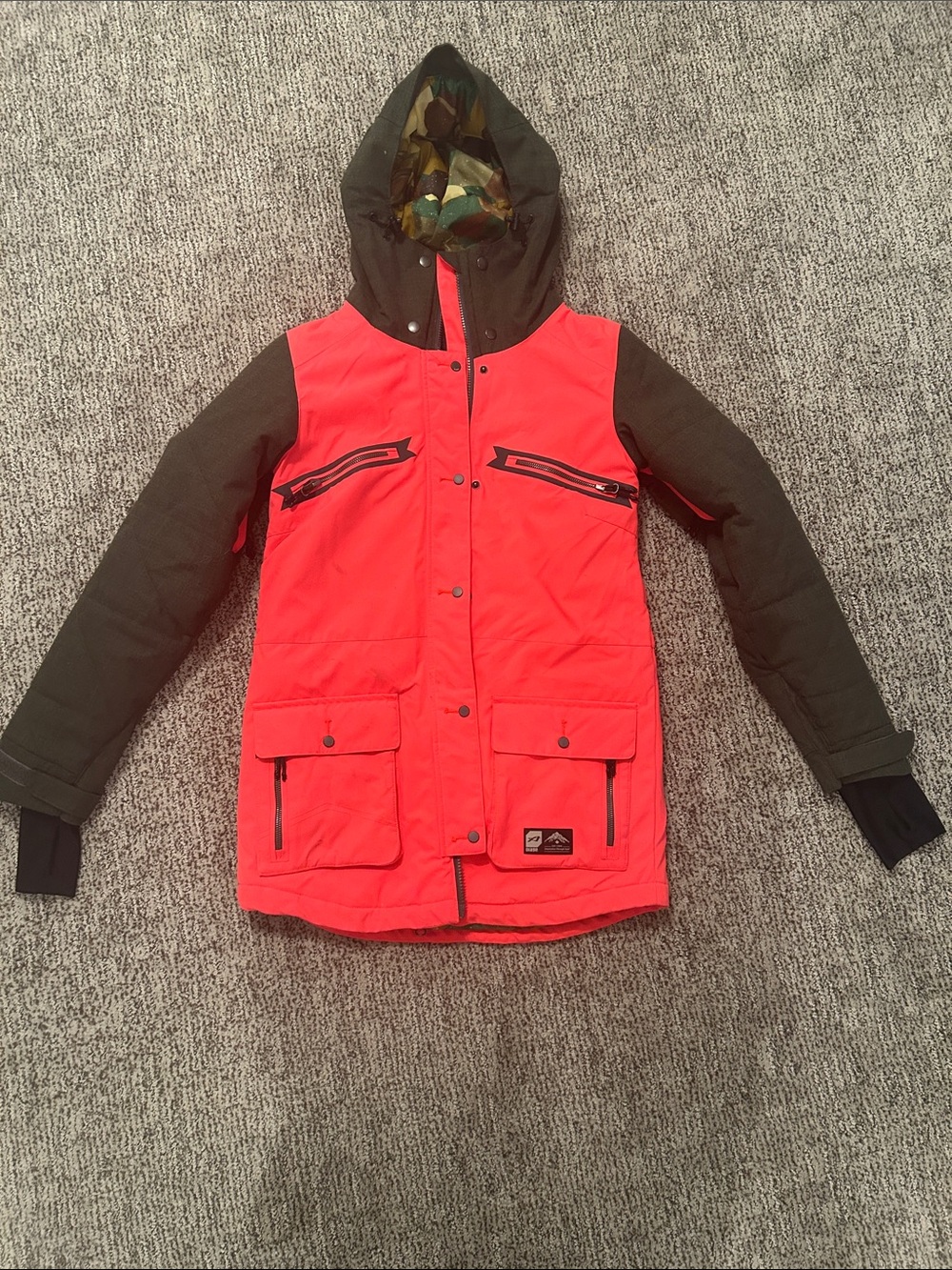 Women’s Red/Orange and Olive/Grey Hooded Winter Jacket